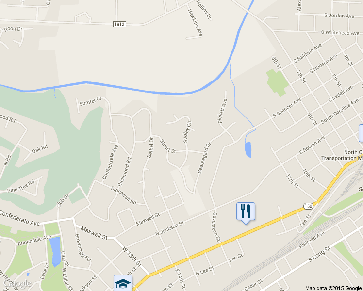 map of restaurants, bars, coffee shops, grocery stores, and more near 305 Stuart Street in Salisbury