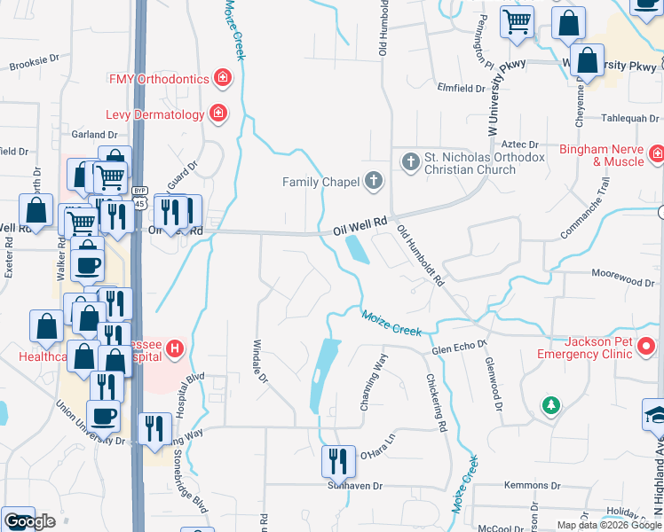 map of restaurants, bars, coffee shops, grocery stores, and more near 67 Paddock Pl in Jackson
