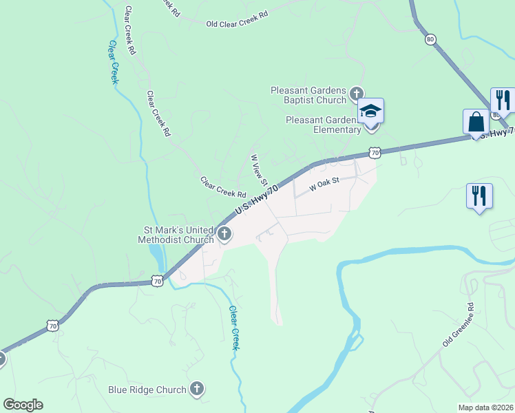 map of restaurants, bars, coffee shops, grocery stores, and more near 46 Walnut Street in Marion