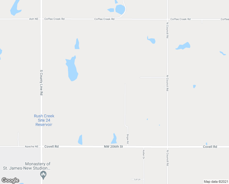 map of restaurants, bars, coffee shops, grocery stores, and more near 21213 Bogie Road in Edmond