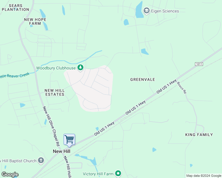 map of restaurants, bars, coffee shops, grocery stores, and more near 3116 Secret Passage Way in New Hill