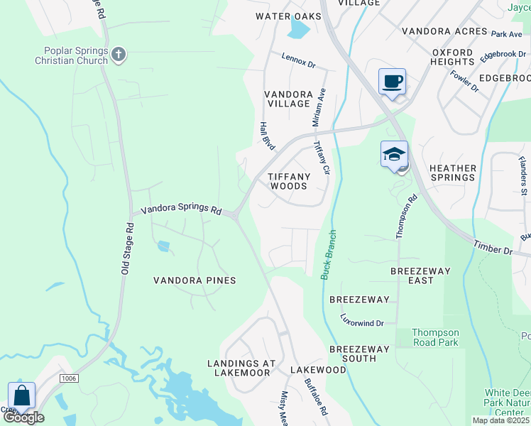 map of restaurants, bars, coffee shops, grocery stores, and more near 105 Easton Court in Garner