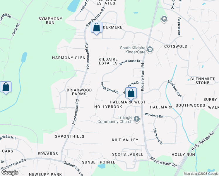 map of restaurants, bars, coffee shops, grocery stores, and more near 4024 Brook Cross Drive in Apex