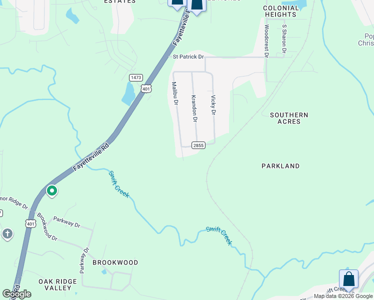 map of restaurants, bars, coffee shops, grocery stores, and more near 6605 Malibu Drive in Raleigh