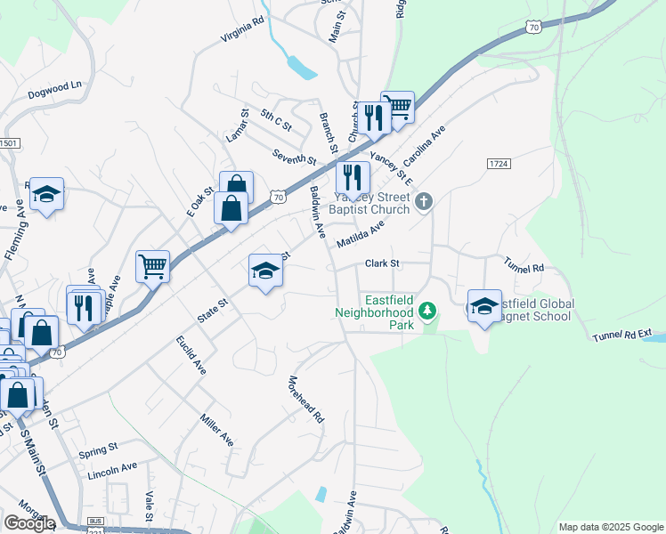 map of restaurants, bars, coffee shops, grocery stores, and more near 867 Baldwin Avenue in Marion