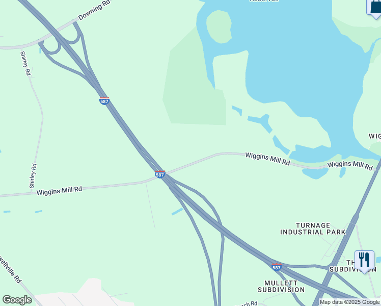 map of restaurants, bars, coffee shops, grocery stores, and more near 4032 Wiggins Mill Road in Wilson