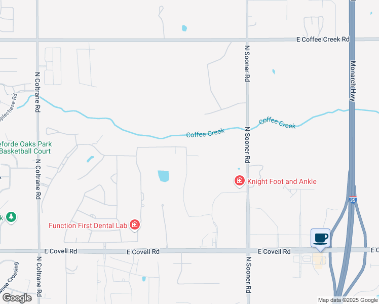 map of restaurants, bars, coffee shops, grocery stores, and more near 3317 Lakeshire Ridge Court in Edmond