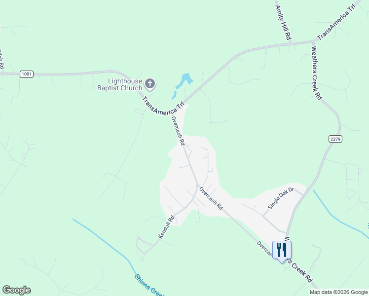 map of restaurants, bars, coffee shops, grocery stores, and more near 159 Overcash Road in Troutman