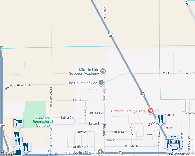 map of restaurants, bars, coffee shops, grocery stores, and more near 1304 Industrial Park Access Road in Trumann