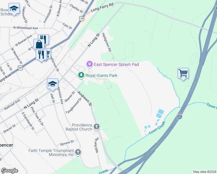 map of restaurants, bars, coffee shops, grocery stores, and more near 440 Robinson Road in Salisbury