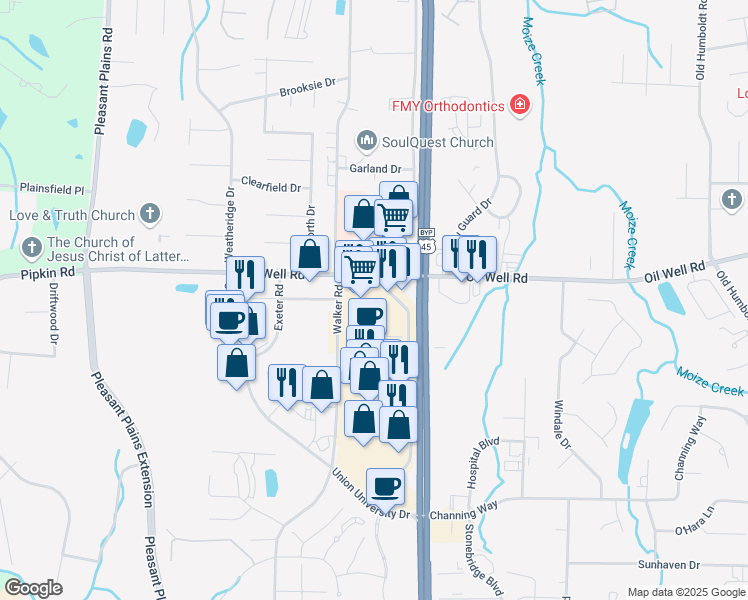 map of restaurants, bars, coffee shops, grocery stores, and more near 41 Stonebrook Place in Jackson