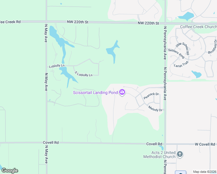 map of restaurants, bars, coffee shops, grocery stores, and more near 2401 West Sierra Springs Drive in Edmond
