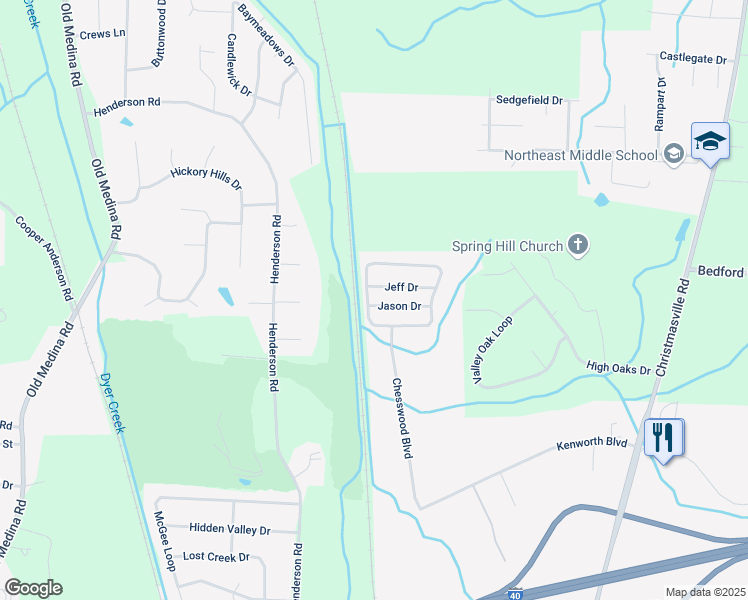 map of restaurants, bars, coffee shops, grocery stores, and more near 51 Jeff Drive in Jackson
