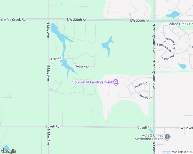 map of restaurants, bars, coffee shops, grocery stores, and more near 2401 West Sierra Springs Drive in Edmond
