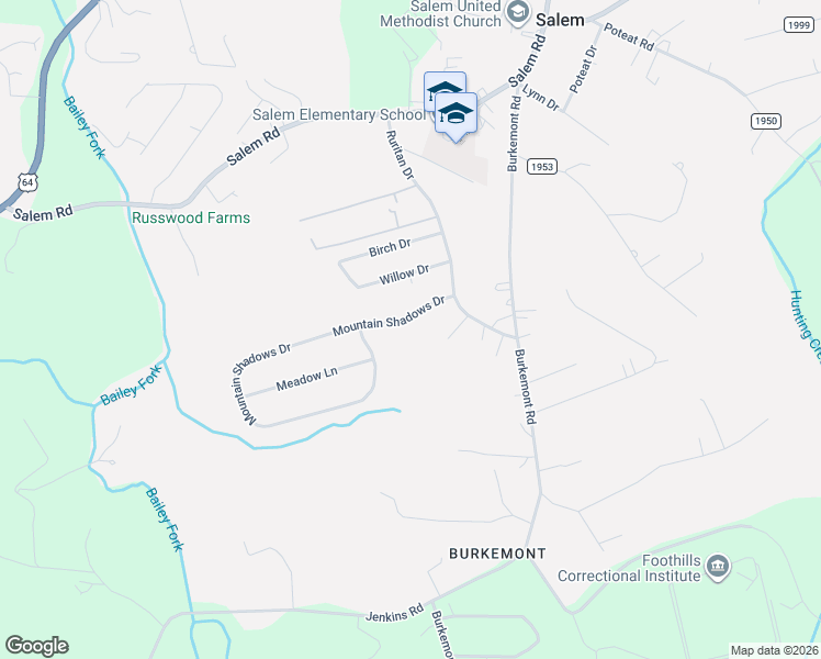 map of restaurants, bars, coffee shops, grocery stores, and more near 1178 Mountain Shadows Drive in Morganton