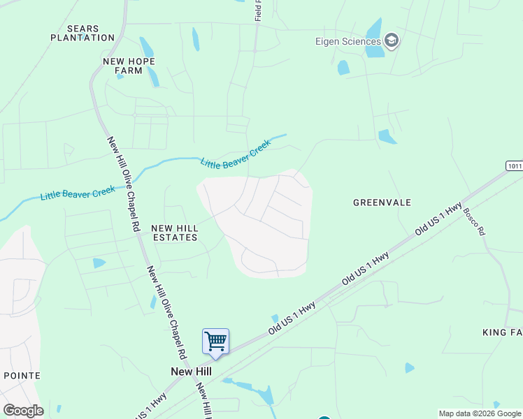 map of restaurants, bars, coffee shops, grocery stores, and more near 2540 Drummer Drive in New Hill