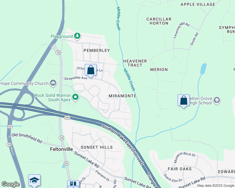 map of restaurants, bars, coffee shops, grocery stores, and more near 718 Straywhite Avenue in Apex