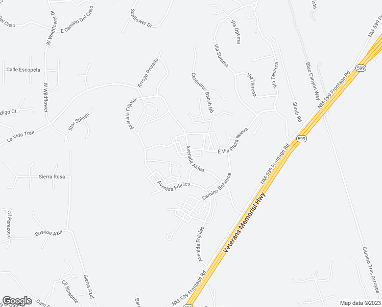 map of restaurants, bars, coffee shops, grocery stores, and more near 16 East Vía Plaza Nueva in Santa Fe