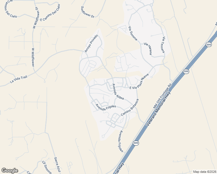 map of restaurants, bars, coffee shops, grocery stores, and more near 13 Vía Plaza Nueva in Santa Fe
