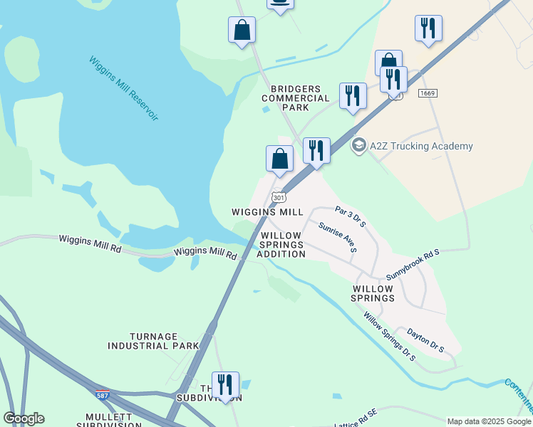 map of restaurants, bars, coffee shops, grocery stores, and more near 3000 U.S. 301 in Wilson