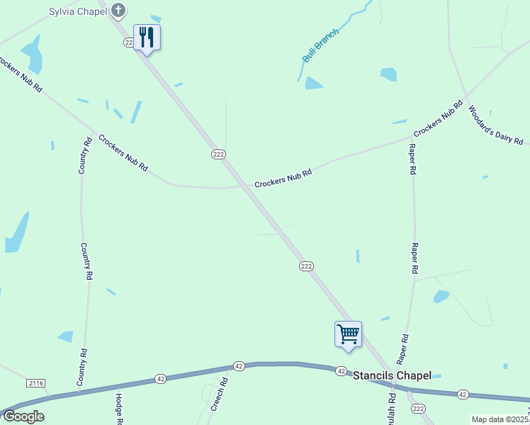 map of restaurants, bars, coffee shops, grocery stores, and more near 8970 Highway 222 in Middlesex