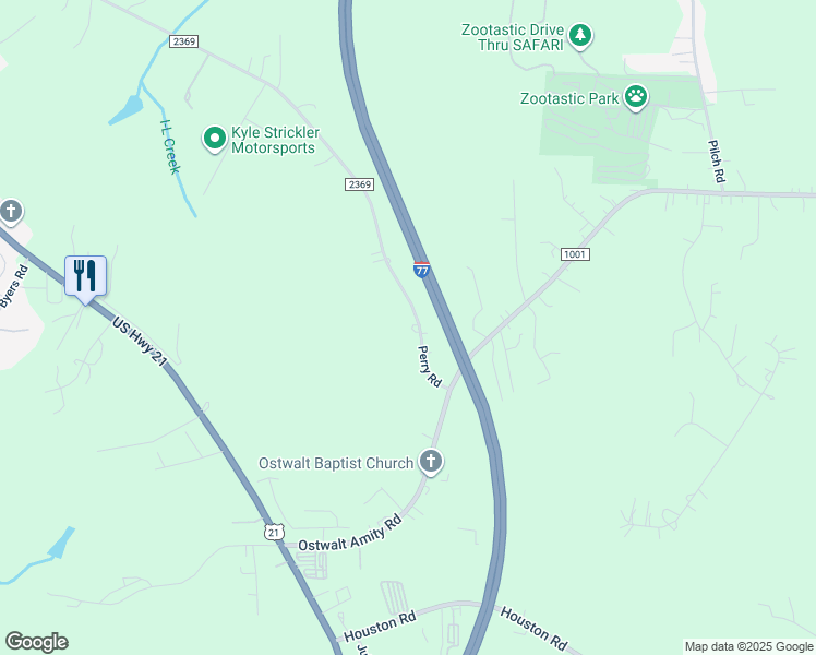 map of restaurants, bars, coffee shops, grocery stores, and more near 864 Perry Road in Troutman