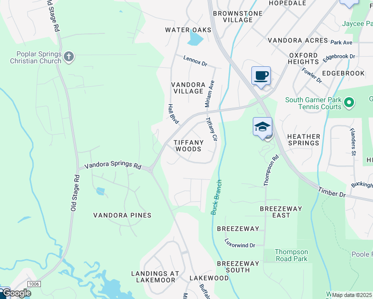 map of restaurants, bars, coffee shops, grocery stores, and more near 103 Tafton Court in Garner