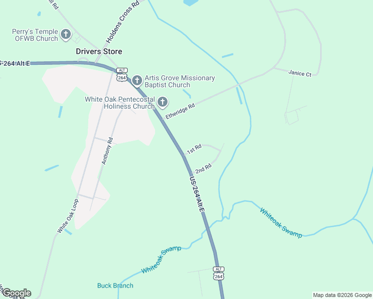 map of restaurants, bars, coffee shops, grocery stores, and more near 5337 U.S.264 Alternate East in Wilson