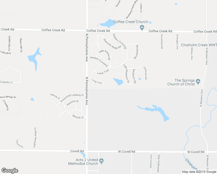 map of restaurants, bars, coffee shops, grocery stores, and more near 1798 Long Trail in Edmond