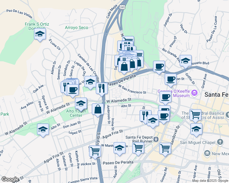 244 Villa Alegre Street Santa Fe Nm Walk Score Map Of Restaurants Bars Coffee S Grocery Ore Near 244