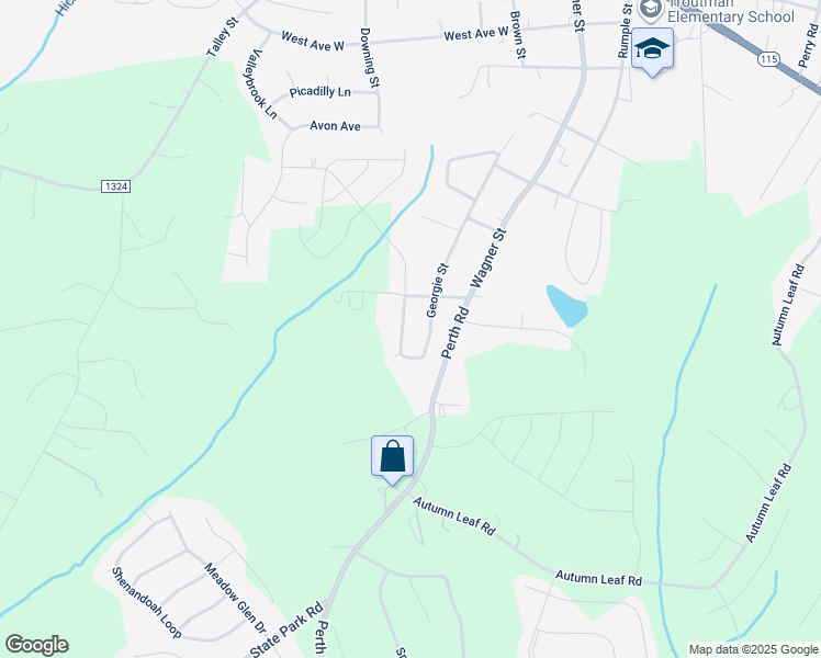 map of restaurants, bars, coffee shops, grocery stores, and more near 748 Georgie Street in Troutman