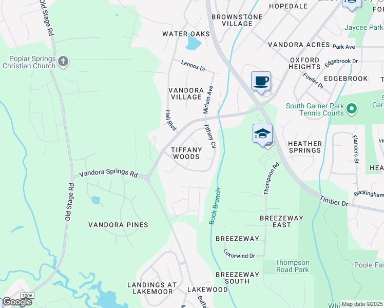 map of restaurants, bars, coffee shops, grocery stores, and more near 106 Tafton Court in Garner