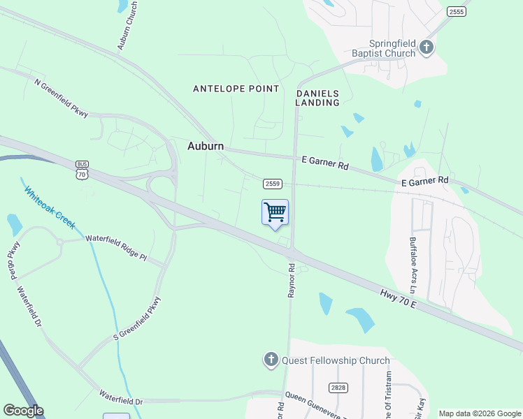 map of restaurants, bars, coffee shops, grocery stores, and more near 4800 Auburn Knightdale Road in Raleigh