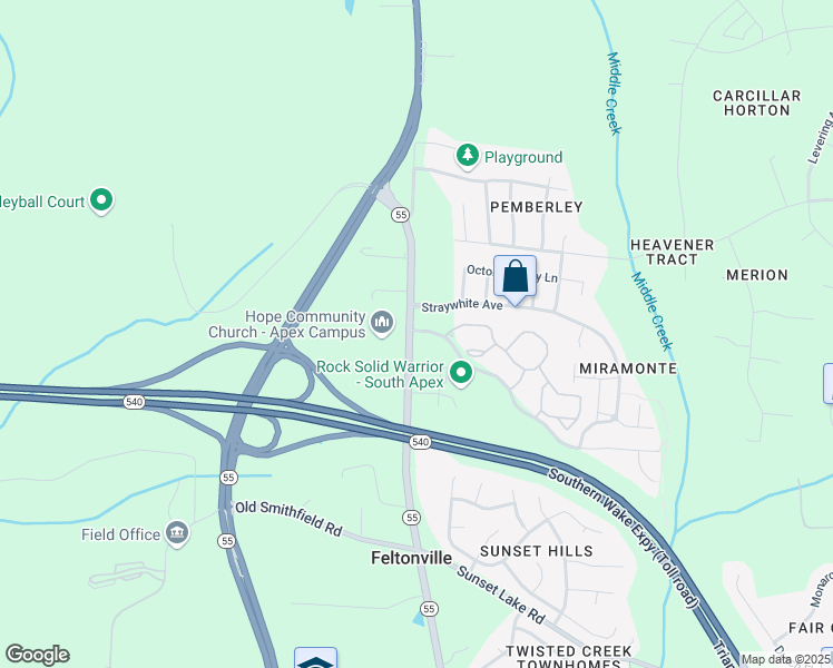 map of restaurants, bars, coffee shops, grocery stores, and more near 200 Reunion Park Drive in Apex