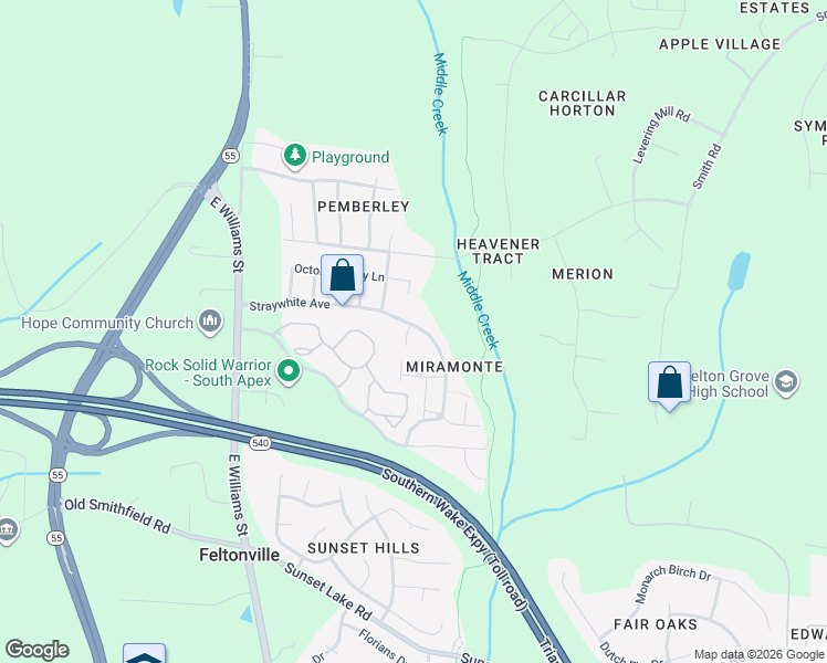 map of restaurants, bars, coffee shops, grocery stores, and more near 101 MINNIFER Court in Apex