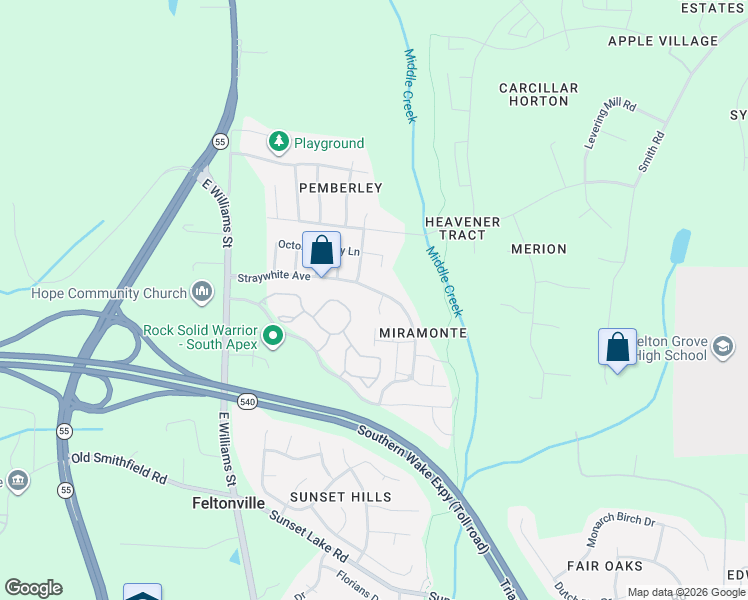 map of restaurants, bars, coffee shops, grocery stores, and more near 901 Reunion Park Drive in Apex