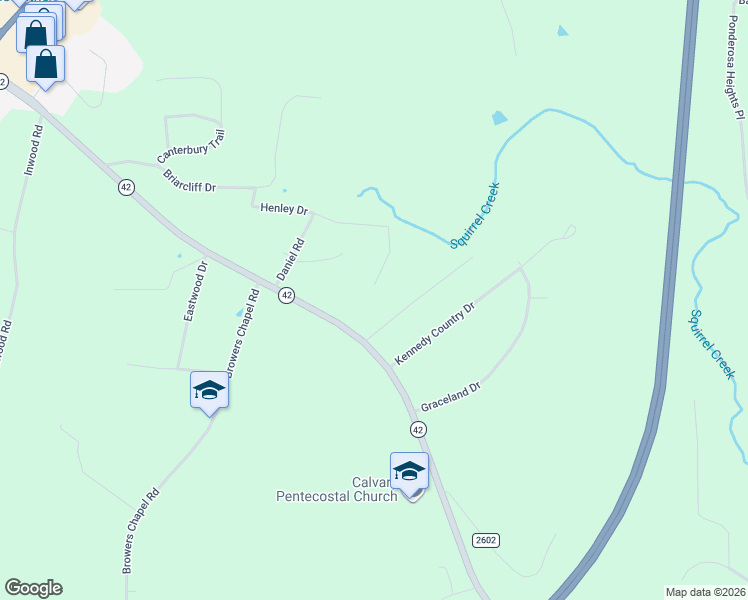 map of restaurants, bars, coffee shops, grocery stores, and more near 1023 North Carolina 42 in Asheboro