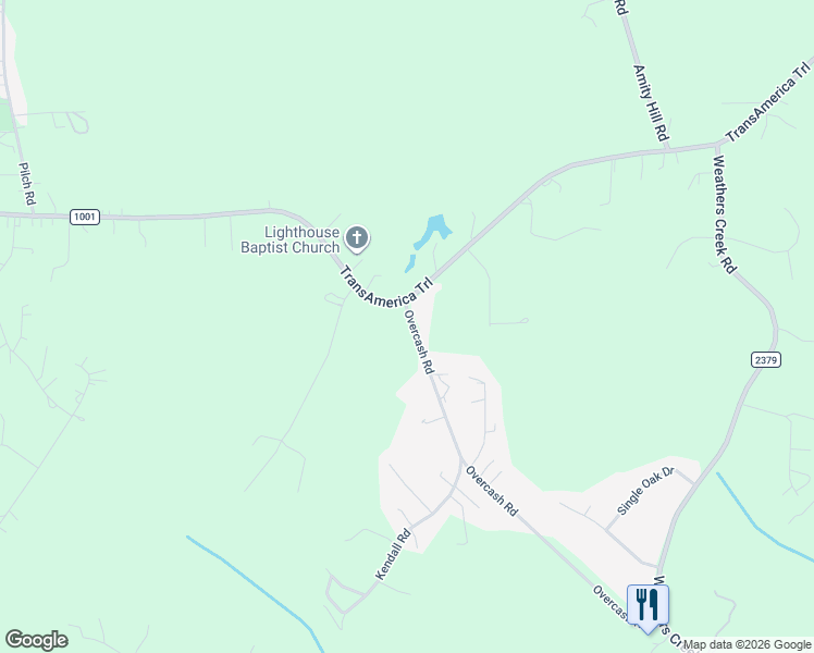 map of restaurants, bars, coffee shops, grocery stores, and more near 105 Overcash Road in Troutman