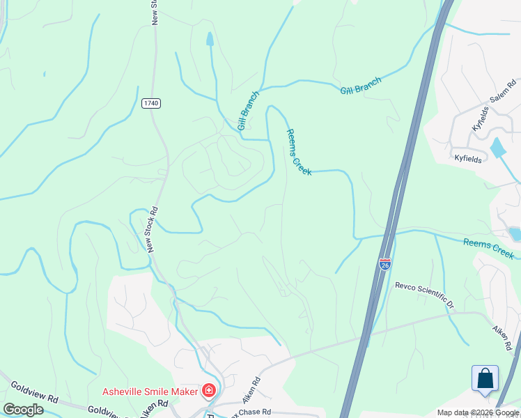 map of restaurants, bars, coffee shops, grocery stores, and more near 53 Creekside View Drive in Asheville