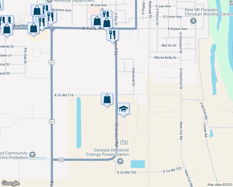 map of restaurants, bars, coffee shops, grocery stores, and more near 1425 Ohlendorf Road in Osceola