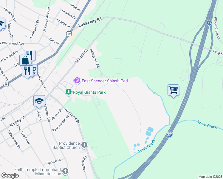 map of restaurants, bars, coffee shops, grocery stores, and more near 445 Heiligtown Road in Salisbury