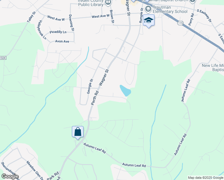 map of restaurants, bars, coffee shops, grocery stores, and more near 111 Covey Lane in Troutman
