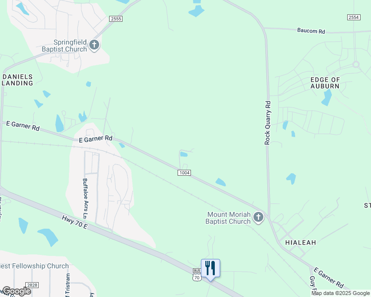 map of restaurants, bars, coffee shops, grocery stores, and more near 7608 Aggravation Lane in Raleigh
