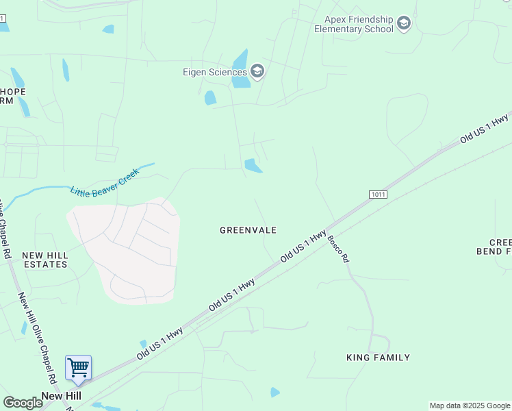 map of restaurants, bars, coffee shops, grocery stores, and more near 3309 Whittingham Drive in New Hill