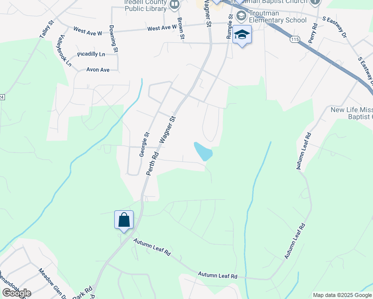 map of restaurants, bars, coffee shops, grocery stores, and more near 110 Covey Lane in Troutman