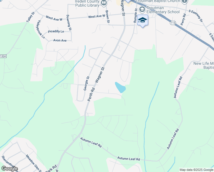 map of restaurants, bars, coffee shops, grocery stores, and more near 111 Covey Lane in Troutman