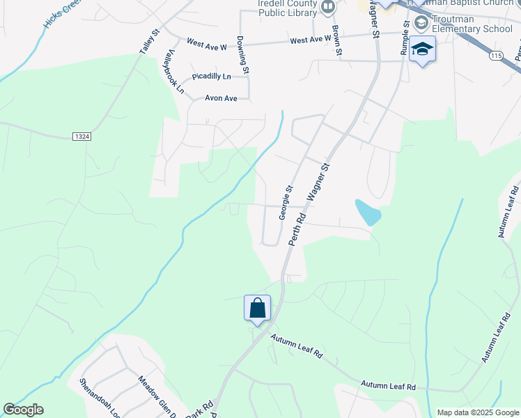 map of restaurants, bars, coffee shops, grocery stores, and more near 783 Georgie Street in Troutman