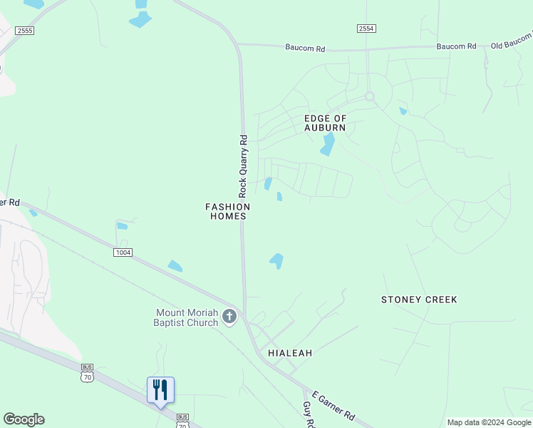 map of restaurants, bars, coffee shops, grocery stores, and more near 7605 Rock Quarry Road in Raleigh