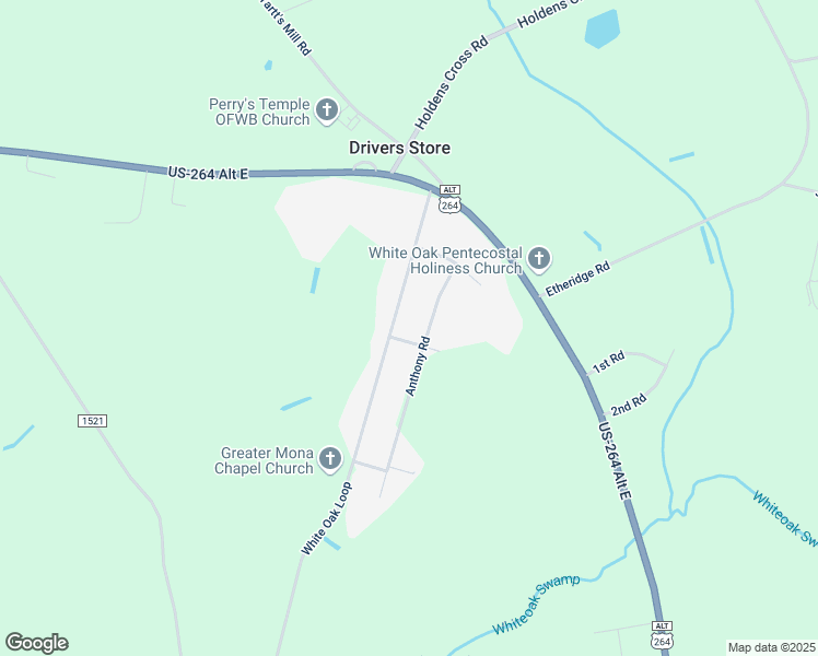 map of restaurants, bars, coffee shops, grocery stores, and more near 5004 White Oak Loop in Wilson