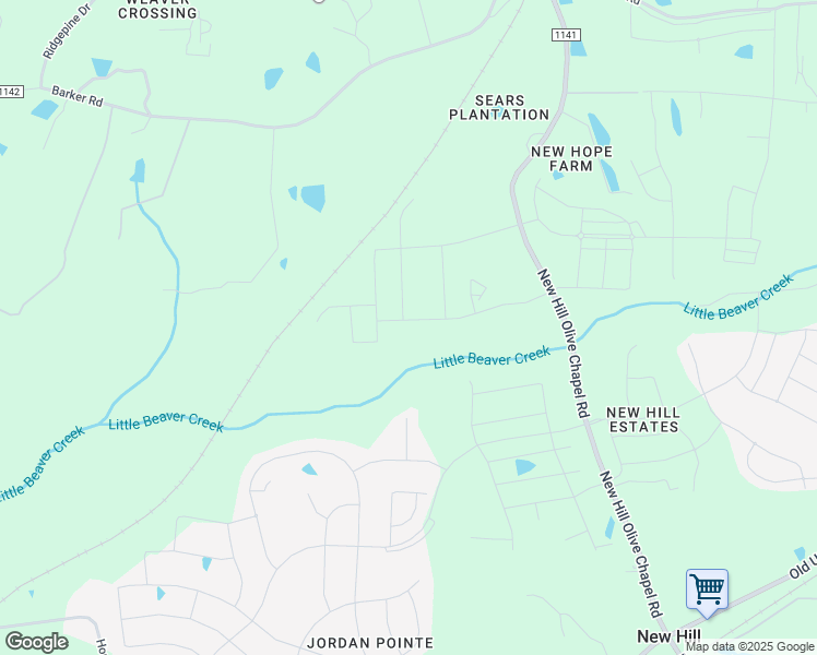 map of restaurants, bars, coffee shops, grocery stores, and more near 3517 Jordan Manors Drive in New Hill